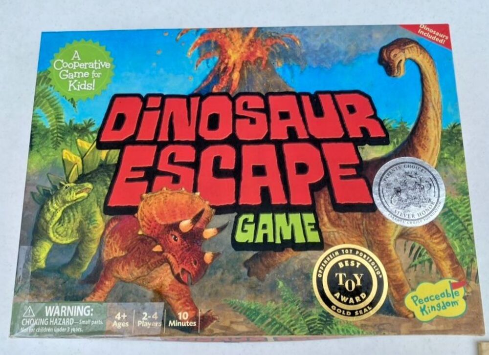 Award Winning Peaceable Kingdom "Dinosaur Escape" Cooperative Board Game Ages 4+